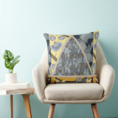 黄色の青い灰色の花、蝶のはっきりしたフローラ クッション (椅子)