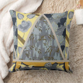 黄色の青い灰色の花、蝶のはっきりしたフローラ クッション (ブランケット)