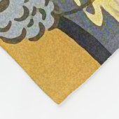 黄色の青い灰色の花、蝶のはっきりしたフローラ フリースブランケット (角)