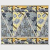 黄色の青い灰色の花、蝶のはっきりしたフローラ ラッピングペーパー (フラット)