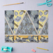 黄色の青い灰色の花、蝶のはっきりしたフローラ 薄葉紙 (クラフト)