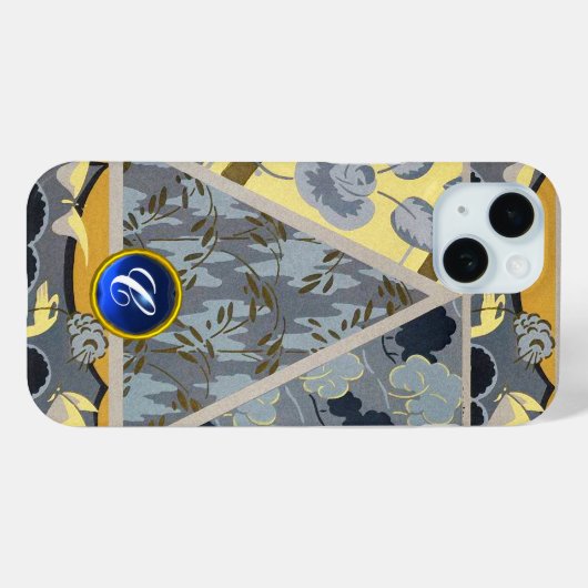 黄色の青い灰色の花、蝶のはっきりしたフローラ Case-Mate iPhoneケース (裏面 (横))