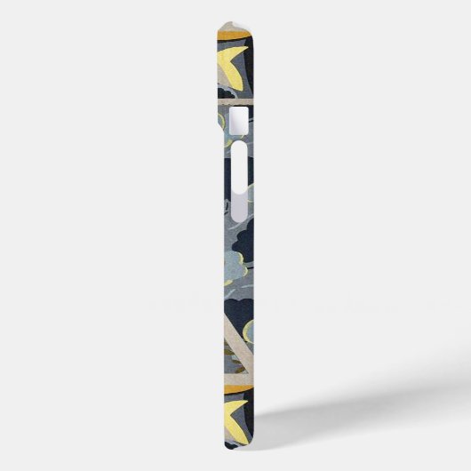 黄色の青い灰色の花、蝶のはっきりしたフローラ Case-Mate iPhoneケース (裏面 / 左)