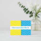 黄色の青い白い山形の色のブロックパターン 名刺 (スタンド正面)
