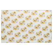 黄色の青い花模様ひまわり離れ花のパターン ファブリック (ファットクウォーター)