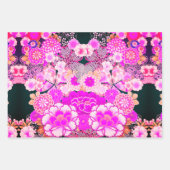 黄色の青い花牡丹、バラ日本のフローラ ラッピングペーパーシート (正面3)