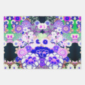 黄色の青い花牡丹、バラ日本のフローラ ラッピングペーパーシート (正面2)