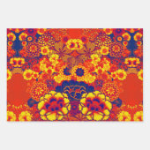 黄色の青い花牡丹、バラ日本のフローラ ラッピングペーパーシート (正面)