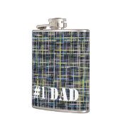 黄色の青と黒のグリッドラインスキットル フラスク (左)