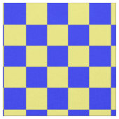 黄色の青のブ市松模様にロックプリントパターン ファブリック (クローズアップ)