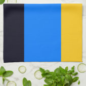 黄色の青ストライプ色 キッチンタオル (折り畳み)