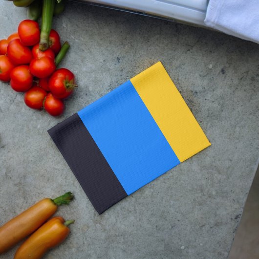 黄色の青ストライプ色 キッチンタオル