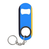 黄色の青ストライプ色 キーホルダー栓抜き (正面)