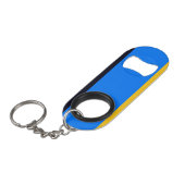 黄色の青ストライプ色 キーホルダー栓抜き (正面アングル)
