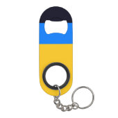 黄色の青ストライプ色 キーホルダー栓抜き (裏面)