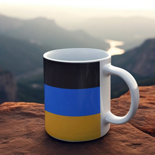 黄色の青ストライプ色 コーヒーマグカップ