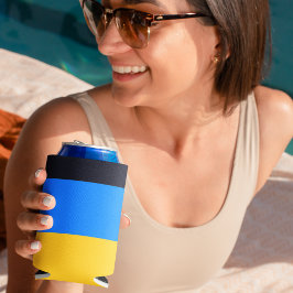 黄色の青ストライプ色 缶クーラー