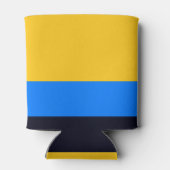 黄色の青ストライプ色 缶クーラー (裏面)