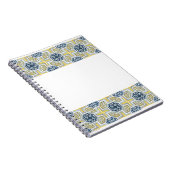 黄色の青フェイク幾何タイルアート ノートブック (右側)