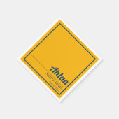 黄色の青無地の色プレーン、Aqiqah赤ちゃんシャワー スタンダードカクテルナプキン (角)