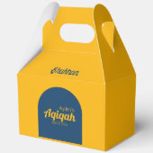 黄色の青無地の色プレーン、Aqiqah赤ちゃんシャワー フェイバーボックス (裏面)