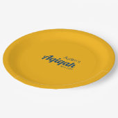 黄色の青無地の色プレーン、Aqiqah赤ちゃんシャワー ペーパープレート (アングル)