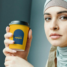 黄色の青無地の色プレーンAqiqah赤ちゃんシャワー 紙コップ