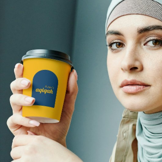 黄色の青無地の色プレーンAqiqah赤ちゃんシャワー 紙コップ