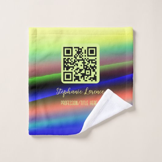 黄色の青色のQ Rコードを追加する専門職名ima ウォッシュタオル (ウォッシュタオル)