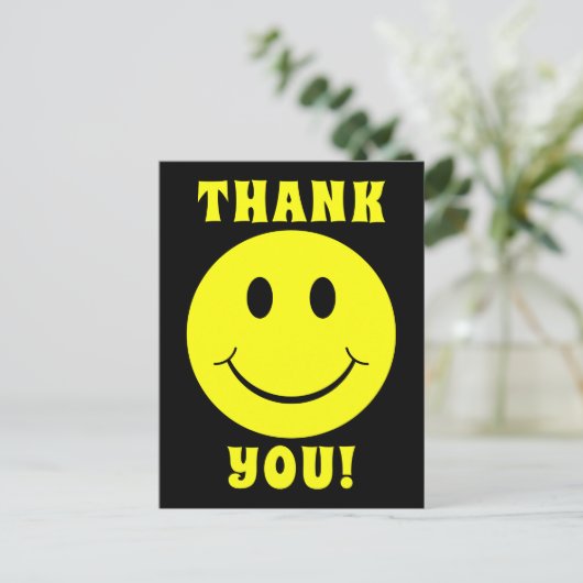 黄色の顔のスマイルありがとう ポストカード (スタンド正面)