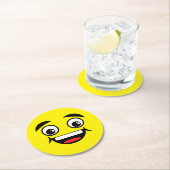 黄色の顔の喜び ラウンドペーパーコースター (インサイチュ)