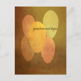 黄色の風船 ノルウェー語 ハッピーバースデー ポストカード