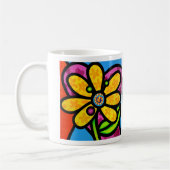 黄色の風車のデイジー コーヒーマグカップ (左)
