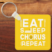 黄色の食べスリープコーラス繰り返しブロックキーチェーン キーホルダー (正面)