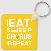 黄色の食べスリープコーラス繰り返しブロックキーチェーン キーホルダー (裏面)