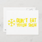 黄色の食べ雪を避けおもしろいる – 喜劇,ユーモア ポストカード (正面/裏面)