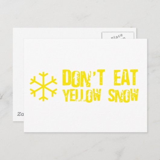 黄色の食べ雪を避けおもしろいる – 喜劇,ユーモア ポストカード (正面/裏面)