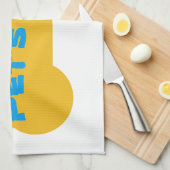 黄色の骨パーソナライズされた犬キッチンタオル キッチンタオル (四つ折り)