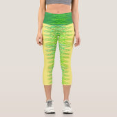 黄色の高いウェイストカプリスの常緑らせん状 カプリレギンス (正面)