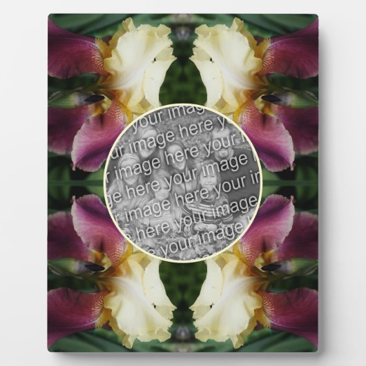 黄色の髭の虹彩の花自分の写真を作成 フォトプラーク (正面)