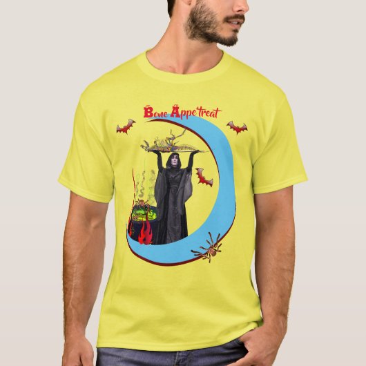 黄色の魔女のユニセックス饗宴ハロウィーンTシャツ Tシャツ (正面)