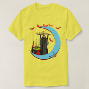 黄色の魔女のユニセックス饗宴ハロウィーンTシャツ Tシャツ
