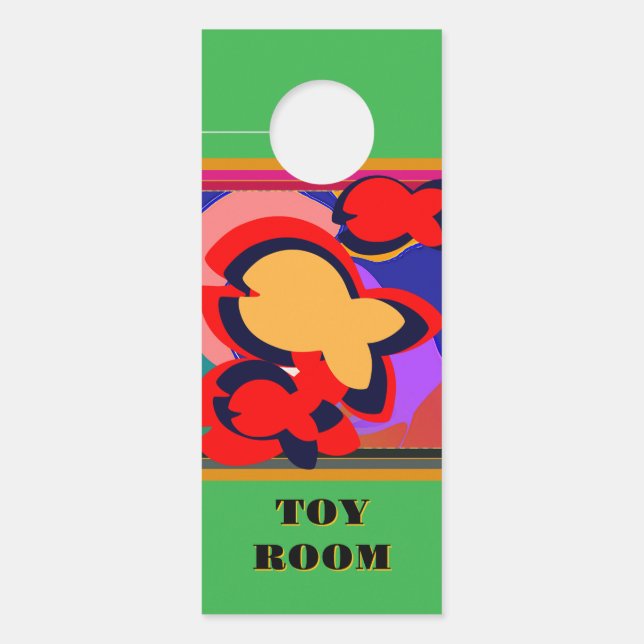 黄色の魚の子供の緑 ドアノブサイン (正面)