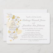 黄色の鳥が開いたケージのカスタム結婚式招待状 招待状 (裏面)