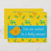 黄色の鳥のベイビーシャワーの招待状 招待状 (正面/裏面)