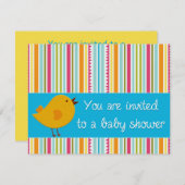 黄色の鳥のベビーシャワー招待状 招待状 (正面/裏面)