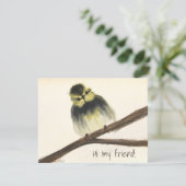 黄色の鳥の枝のノートカード"こんにちは私の友人！" サンキューカード (スタンド正面)