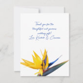 黄色の鳥の楽園の花ありがとうフラットカード 招待状 (正面)