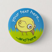 黄色の鳥の漫画のピンバックボタン 缶バッジ (正面)