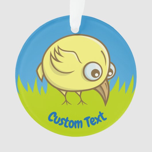 黄色の鳥の漫画オーナメント オーナメント (正面)